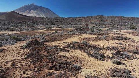 Aerial view of rock formations of El Teide National Park, Tenerife, Canary Stock Footage 301724062