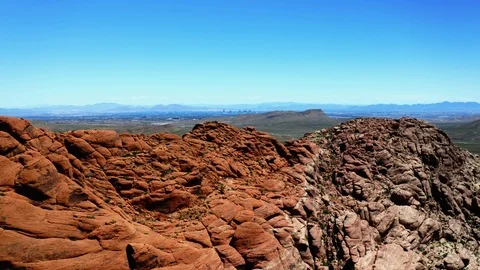 Aerial view of rock formations at Red Rock Canyon in Nevada Stock Footage 107112866