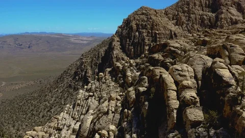 Aerial view of rock formations at Red Rock Canyon in Nevada Stock Footage 107120199