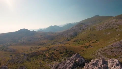 Aerial view of rock formations at Velebit mountain range, Croatia. Stock Footage 148999070