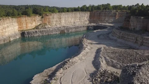 Aerial view of rock quarry pool 3 1080p Stock Footage 109467664