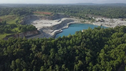 Aerial view of rock quarry pool 4 4K Stock Footage 109475801