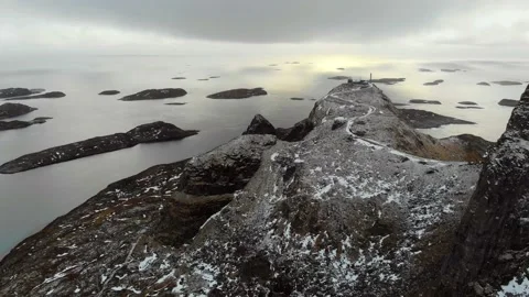 Aerial View On Rocks And Small Islands In Scandinavia In Winter Stock Footage 135889521