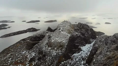 Aerial View On Rocks And Small Islands In Scandinavia In Winter (2) Video stock 135890015