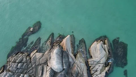 Aerial view of rocks, cliffs and sea, beautiful natural background. Stock Footage 281305849