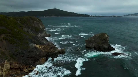 Aerial view of the rocks of the sea Stock Footage 162624092