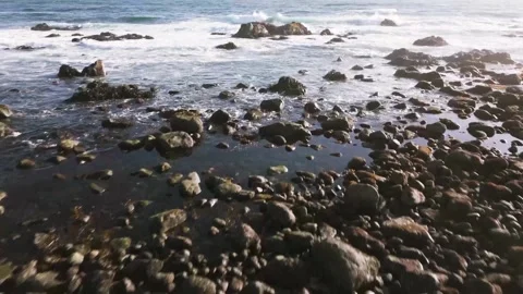 Aerial view of a rocky beach on the central Chilean coast. Stock Footage 274450717