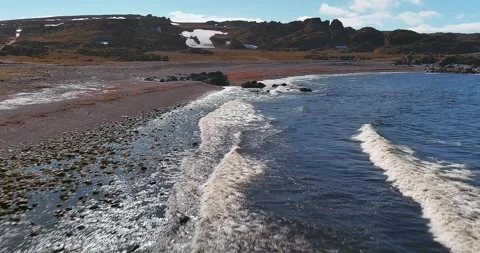 Aerial view of rocky beach. Stock Footage 255510474