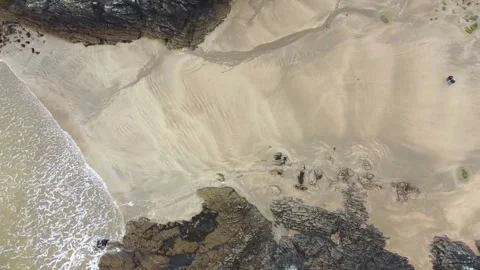 Aerial View Rocky Beach with Waves Video stock 219979848