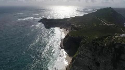 Aerial view of a rocky coast. Cape of good hope south africa Stock Footage