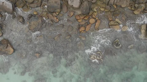Aerial view of rocky coastline with DJI MAVIC AIR 4k Stock Footage