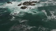 Aerial View Of Rocky Formations Off The Central California Coastline Stock Footage