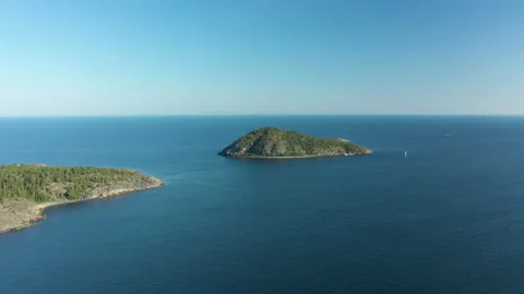 Aerial view of rocky islands in dramatic archipelago Stock Footage 163922909
