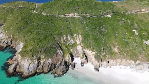 Aerial View of Rocky Tropical Coast at Pontal do Atalaia, Brazil Stock Footage 340017543
