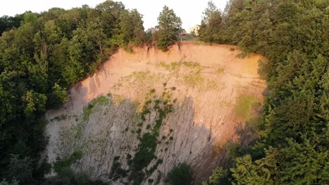 Aerial view of the Rokai Exposure in Lithuania Stock Footage 136056334
