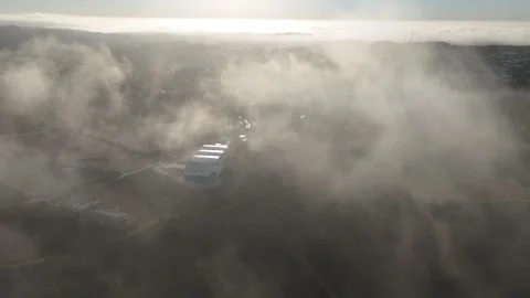 Aerial view of rolling hills and fog in the countryside, Portugal. Stock Footage 346613170