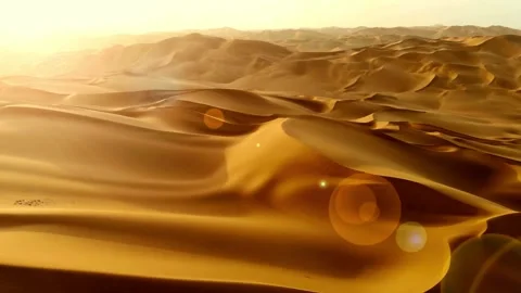 Aerial View of Rolling Sand Dunes in Desert Landscape Stock Footage 309547716