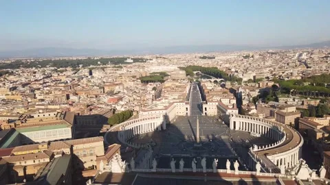 Aerial view of Rome from the rooftops of Saint Peter's Basilica Stock Footage 133418834