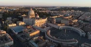 Aerial View Of Rome Skyline Cityscape With Vatican City Landmark At Sunrise Stock Footage
