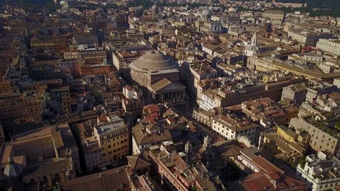 Aerial view of Rome's rooftops around the Pantheon. DJI_0023-03 스톡 동영상 102502780