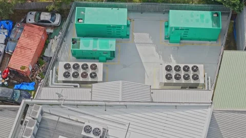 Aerial view of rooftop air conditioning units Stock Footage 340594867