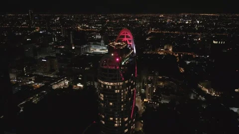 Aerial View of a Rooftop Bar on a Modern Skyscraper in Bangkok, Thailand Stock-Footage 331339422