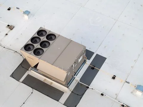Aerial view of rooftop HVAC unit Stock Photos