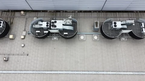 Aerial view of rooftop hvac units on industrial building Video stock 342325566