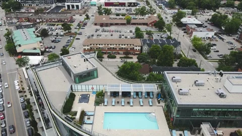 Aerial view of rooftop pool Stock Footage 171782605
