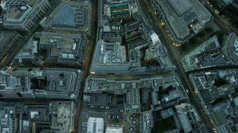 Aerial view of rooftops of buildings in inner city London England Stock Footage 68064081