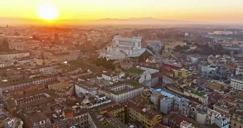 Aerial view rooftops of the city of Rome, Italy. Establishing shot of the Video stock 305922284
