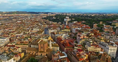 Aerial view rooftops of the city of Rome, Italy. Establishing shot of the Video stock 305923084