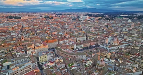 Aerial view rooftops of the city of Rome, Italy. Establishing shot of the Stock-Footage 306659128