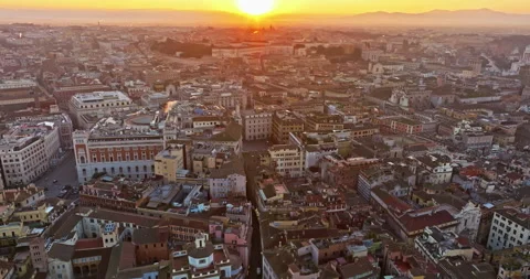 Aerial view rooftops of the city of Rome, Italy. Establishing shot of the Video stock 309588796
