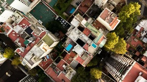 Aerial view of rooftops of the Palermo district in Buenos Aires Stock Photos