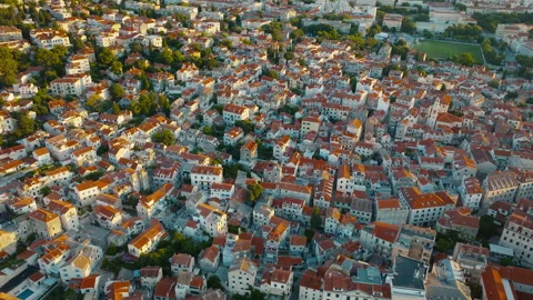 Aerial view of rooftops in Split old town near Prokurative, Croatia Stock Footage 341673992