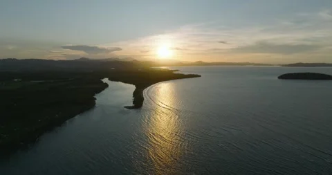 Aerial view of ropical Island with sunset in the Philippines. Stock Footage 280158088