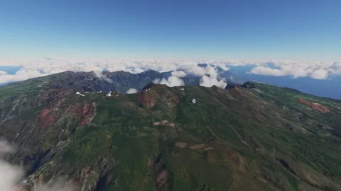 Aerial view of the Roque de Los Muchachos Astrophysical Observatory on La Palma Stock Footage 273276098