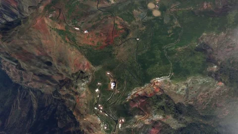 Aerial view of the Roque de Los Muchachos Astrophysical Observatory on La Palma Video stock 273276103