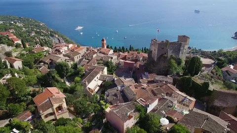 Aerial view of Roquebrune Cap Martin Stock Footage 72952020