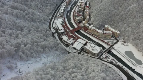 Aerial view. Rosa Khutor ski resort, Sochi, Krasnaya Polyana. Vidéo 100392895