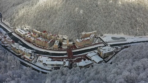 Aerial view. Rosa Khutor ski resort, Sochi, Krasnaya Polyana. 스톡 동영상 100392966