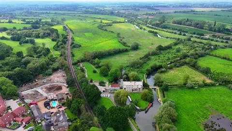 Aerial view rotating around the mill on river Stort 動画素材 277032788