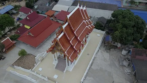 Aerial view rotating drone island Koh Tao Thailand typical buddhism Stock Footage 85815134