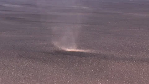 Aerial view of rotating vortex of dust storm in the vast expanses in Desert Stock Footage 308774071