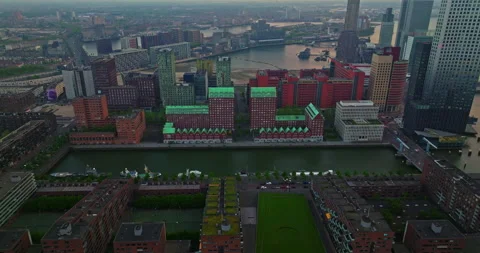 Aerial view Rotterdam, The Netherlands.Panoramic views of historic landmarks 動画素材 277002682