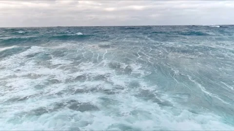 Aerial view of rough sea waves with white foam in Nordland, Norway. Stock Footage 333222832