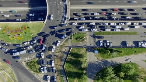 Aerial View Round Highway Intersection in Almaty, Kazakstan Video stock 86540810