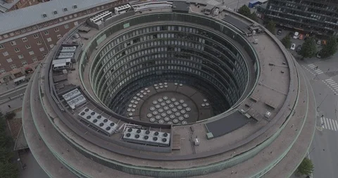 An aerial view of the Round House in Hakaniemi. Stockbeeldmateriaal 117073653