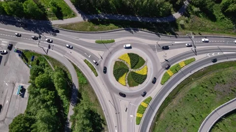 Aerial view of the roundabout in Espoo, Finland. Stock Footage 201616396